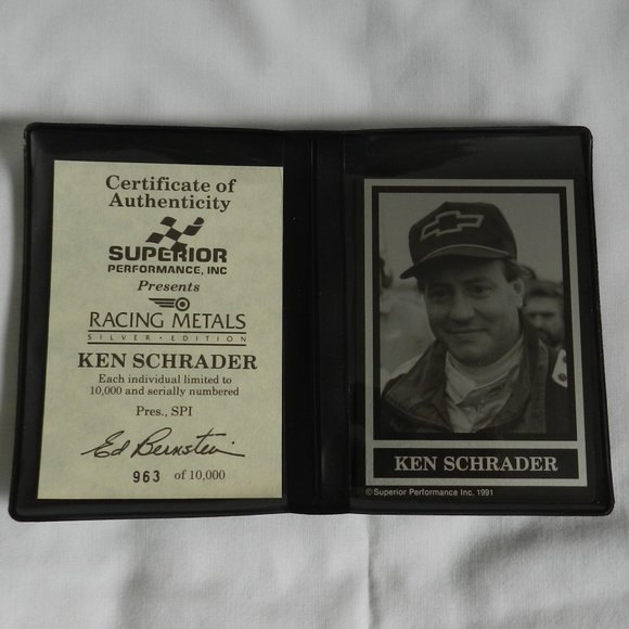 Superior Performance Racing Metal Card - 1991 Silver Ed.  Ken Schrader #963 - Picture 1 of 3